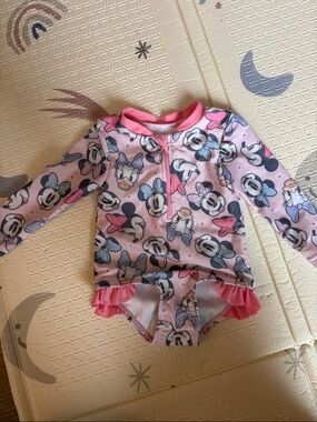 Disney Pink Minnie Mouse Long-Sleeve Rashguard with Ruffle Skirt
